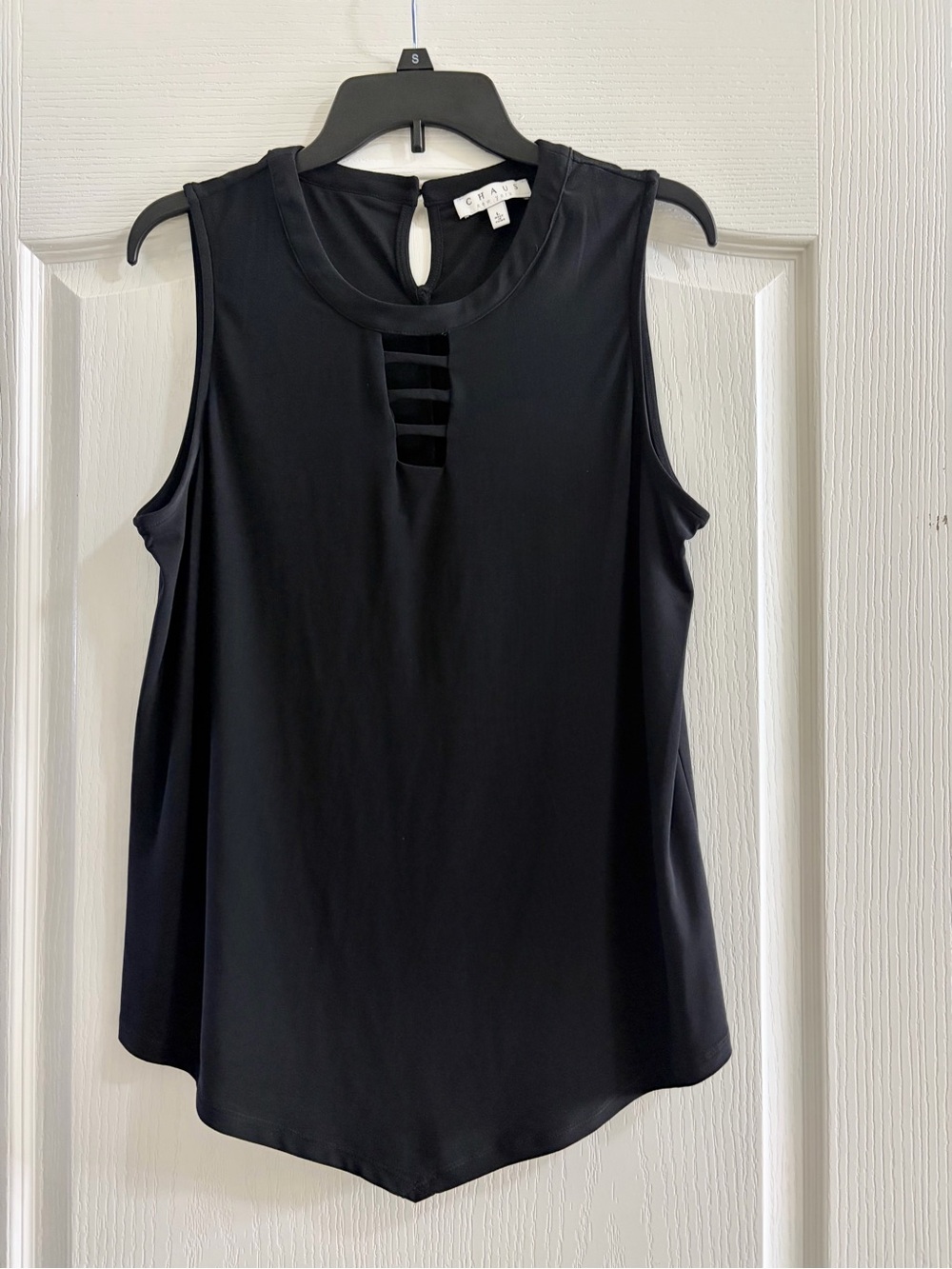 Chaus Black Sleeveless Tank with Ladder Cutout